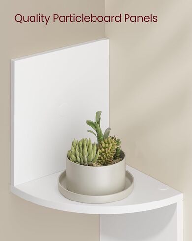VASAGLE Set of 2, Corner Shelves Wall Mount, 4-Tier Floating Corner Bookshelves, Plant Shelves for Bedroom, Living Room, Bathroom, Home Office, Cloud White in Saudi Arabia
