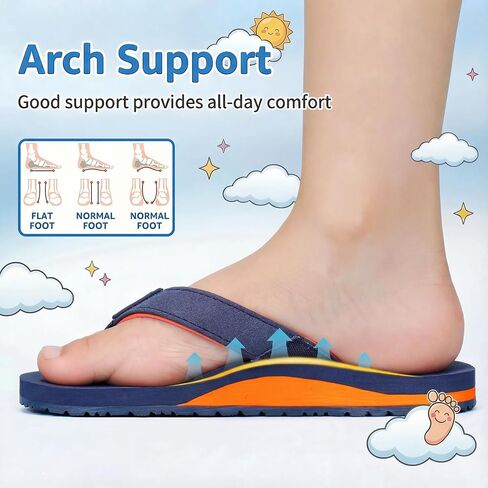 STQ KIDS Flip Flops for Boys Girls Kids Beach Sandals with Arch Support Non-Slip Fashion Summer Pool Sandal Outdoor Intdoor Swim Bath Shower Shoes Navy Size 5 Big Kid in Kuwait