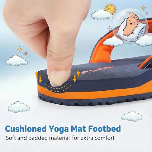 STQ KIDS Flip Flops for Boys Girls Kids Beach Sandals with Arch Support Non-Slip Fashion Summer Pool Sandal Outdoor Intdoor Swim Bath Shower Shoes Navy Size 5 Big Kid in Kuwait