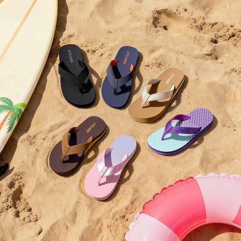 STQ KIDS Flip Flops for Boys Girls Kids Beach Sandals with Arch Support Non-Slip Fashion Summer Pool Sandal Outdoor Intdoor Swim Bath Shower Shoes Navy Size 5 Big Kid in Kuwait
