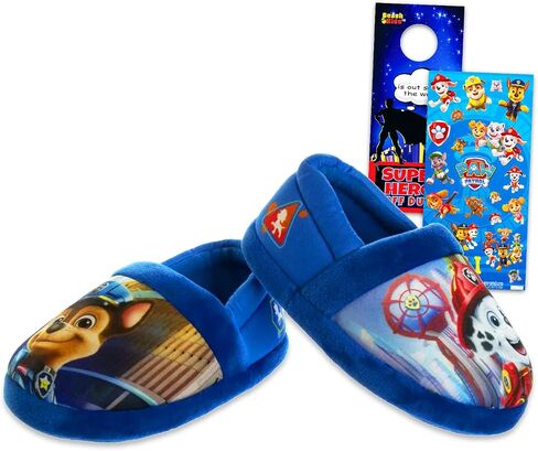 Paw Patrol Slippers for Boys Set - Bundle with Blue Plush Snuggle Toe Footlet Socks with Grips 18-24 Months Plus Stickers, More | Paw Patrol Slippers for Boys Size 5/6 in Kuwait