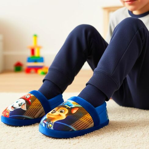 Paw Patrol Slippers for Boys Set - Bundle with Blue Plush Snuggle Toe Footlet Socks with Grips 18-24 Months Plus Stickers, More | Paw Patrol Slippers for Boys Size 5/6 in Kuwait