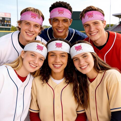 Thiccywoov 8 Pcs Drip Ice Cream Baseball Headbands Cancer Awareness Headbands Strike Out Baseball Breast Cancer Head Band Elastic Wide Headwraps Non Slip Hair Accessories Sports Running for Women Men in Kuwait