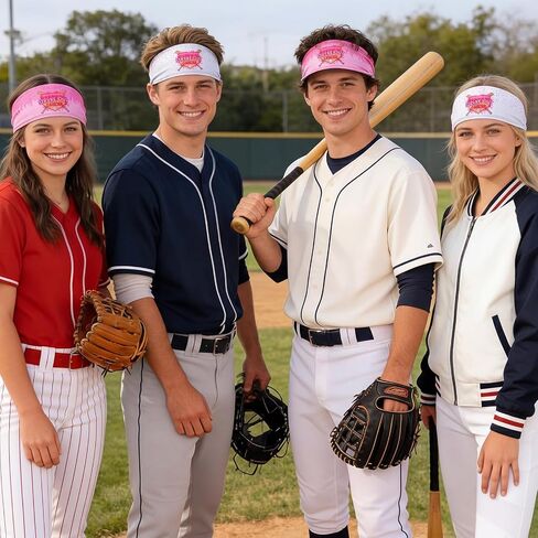 Thiccywoov 8 Pcs Drip Ice Cream Baseball Headbands Cancer Awareness Headbands Strike Out Baseball Breast Cancer Head Band Elastic Wide Headwraps Non Slip Hair Accessories Sports Running for Women Men in Kuwait
