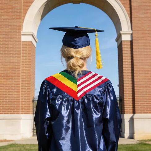USA And Bolivia Flag Graduation Stole,Satin Embroidery Graduation Sash for International Students,72 Inch Length. in Kuwait