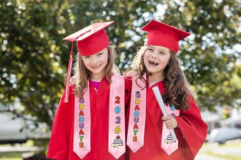 Estivaux Kindergarten 2026 Graduation Sash Preschool Printed Stole Congrats Grad Books Stole Decorations Class of 2026 Pink Satin Sash for Graduation Party Favor in Kuwait