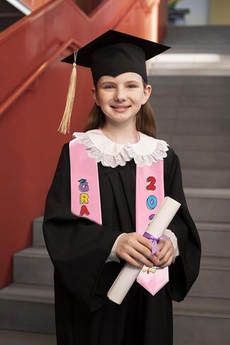 Estivaux Kindergarten 2026 Graduation Sash Preschool Printed Stole Congrats Grad Books Stole Decorations Class of 2026 Pink Satin Sash for Graduation Party Favor in Kuwait