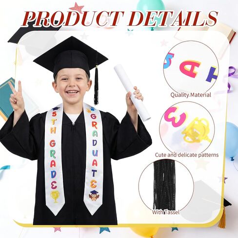 2 Pcs 5th Grade Graduation Cap and Stole, Unisex Colorful Grad Cap and Graduation Stole for Boys Girls Gift in Saudi Arabia
