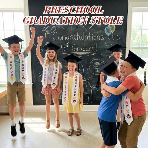 2 Pcs 5th Grade Graduation Cap and Stole, Unisex Colorful Grad Cap and Graduation Stole for Boys Girls Gift in Saudi Arabia