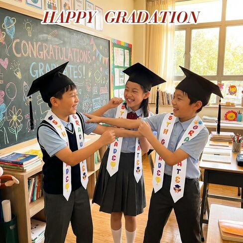 2 Pcs 5th Grade Graduation Cap and Stole, Unisex Colorful Grad Cap and Graduation Stole for Boys Girls Gift in Saudi Arabia