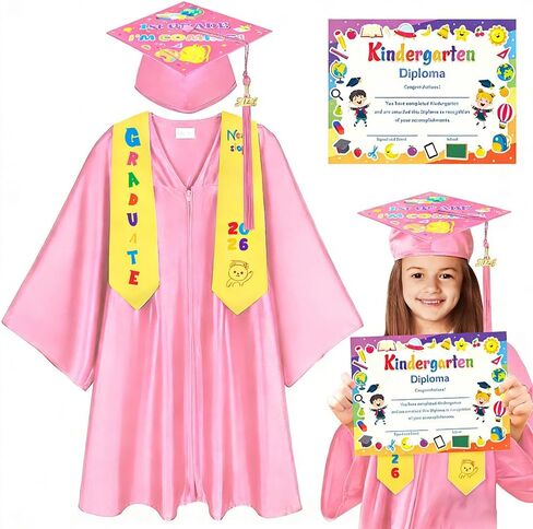 Kindergarten Graduation Gown Cap Set with 2026 Tassel Stole Preschool Graduation Set in Saudi Arabia