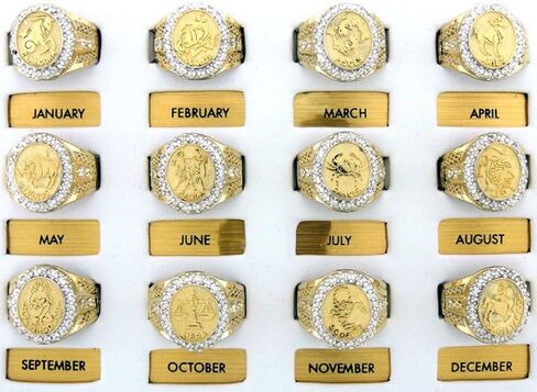 10k Solid Yellow Gold CZ Accented Men's Sagittarius Zodiac Ring in Saudi Arabia
