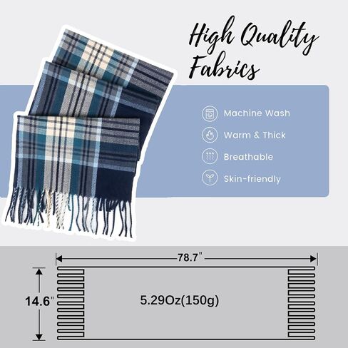 Mealah Women Men Classic Plaid-Winter-Scarf - Soft Feel Tassel Scarf Large Oversized Scarves Wraps(78.74''*14.57'') in Saudi Arabia