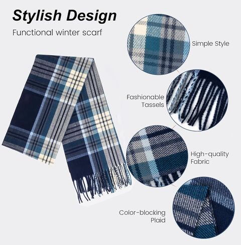 Mealah Women Men Classic Plaid-Winter-Scarf - Soft Feel Tassel Scarf Large Oversized Scarves Wraps(78.74''*14.57'') in Saudi Arabia