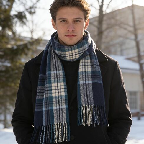 Mealah Women Men Classic Plaid-Winter-Scarf - Soft Feel Tassel Scarf Large Oversized Scarves Wraps(78.74''*14.57'') in Saudi Arabia