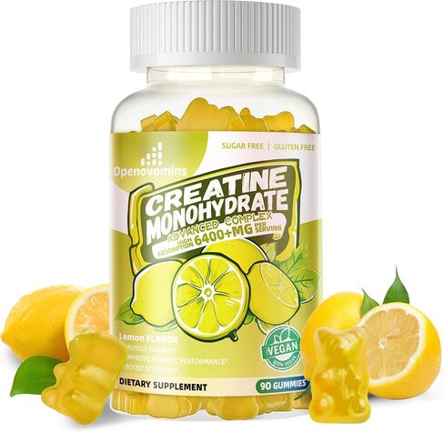 Creatine Monohydrate Gummies Complex for Men & Women -Advanced Formula W/L-Taurine + Vitamin B12, Sugar Free Chewable Supplement,90 Strawberry Gummies in Kuwait