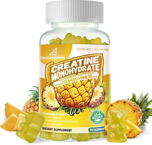 Creatine Monohydrate Gummies Complex for Men & Women -Advanced Formula W/L-Taurine + Vitamin B12, Sugar Free Chewable Supplement,90 Strawberry Gummies in Kuwait