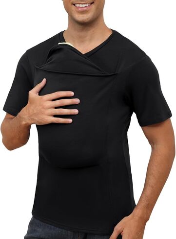 Mens Baby Carrier Shirt Dad Shirt for Men Short Sleeve Pocket Tee Shirts | New Dad Gifts T-Shirt Baby Wearing Skin to Skin Shirts in Saudi Arabia