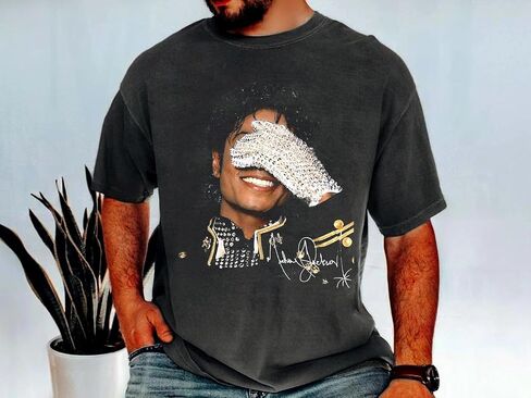 Handmade The King of Pop MJ Shirt, Pop Music Legend Tee, Retro Vintage Graphic Michael T-Shirt, Jackson MJ Shirt Unisex Adults Kids Youth Multicolor in Kuwait