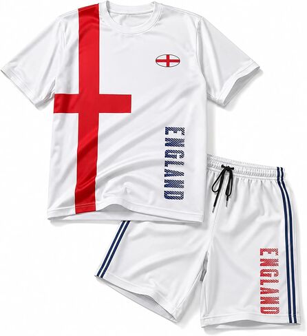 Men's National Flag Soccer T Shirt and Shorts Set Nation Pride Athletic Sportswear Match Day Fan Lightweight Summer in Saudi Arabia