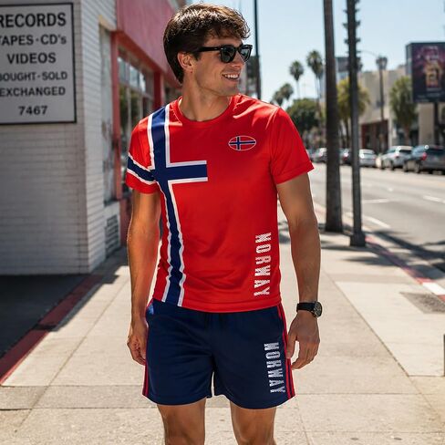 Men's National Flag Soccer T Shirt and Shorts Set Nation Pride Athletic Sportswear Match Day Fan Lightweight Summer in Saudi Arabia