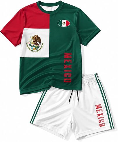 Men's National Flag Soccer T Shirt and Shorts Set Nation Pride Athletic Sportswear Match Day Fan Lightweight Summer in Saudi Arabia