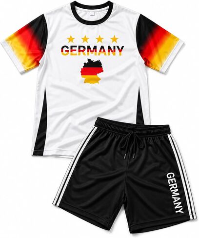 Men's National Flag Soccer T Shirt and Shorts Set Nation Pride Athletic Sportswear Match Day Fan Lightweight Summer in Saudi Arabia