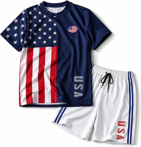 Men's National Flag Soccer T Shirt and Shorts Set Nation Pride Athletic Sportswear Match Day Fan Lightweight Summer in Saudi Arabia