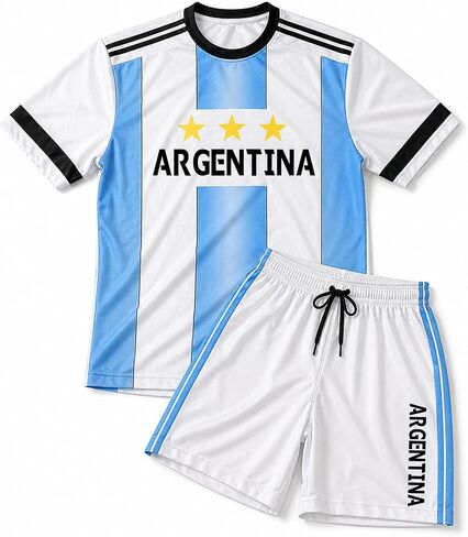Men's National Flag Soccer T Shirt and Shorts Set Nation Pride Athletic Sportswear Match Day Fan Lightweight Summer in Saudi Arabia