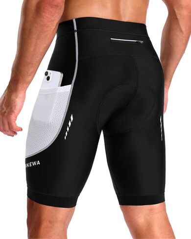 Bikewa Men's 4D Padded Cycling Shorts with Zipper Pockets Reflective Bike Biking Bicycle Shorts for Men in Saudi Arabia