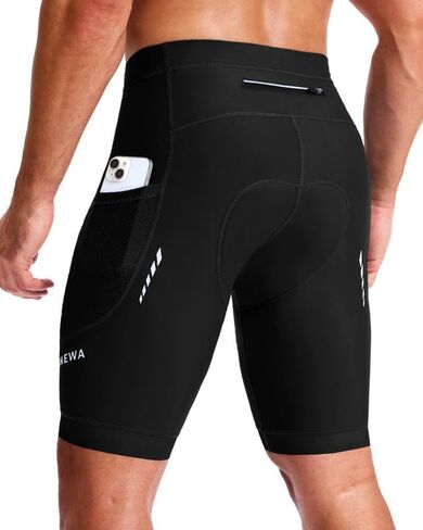 Bikewa Men's 4D Padded Cycling Shorts with Zipper Pockets Reflective Bike Biking Bicycle Shorts for Men in Saudi Arabia