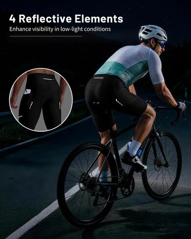 Bikewa Men's 4D Padded Cycling Shorts with Zipper Pockets Reflective Bike Biking Bicycle Shorts for Men in Saudi Arabia