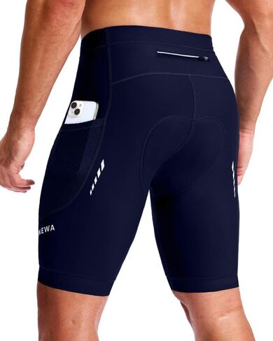 Bikewa Men's 4D Padded Cycling Shorts with Zipper Pockets Reflective Bike Biking Bicycle Shorts for Men in Saudi Arabia