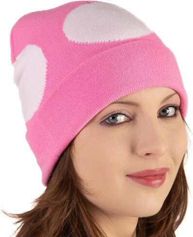 Pink Mushroom Knit Beanie Costume Hat for Womens Mens Adult Spores Cottagecore Cosplay Halloween in Kuwait