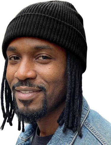 Beanie with Dreadlocks, Black | One Size for Most People, With Wig, For Fun Daily Use, Party Show Costume in Kuwait