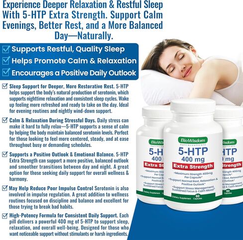 5htp 400mg Capsules Per Vegetarian Pill Extra-Strength Max Dose 5 htp Supplement. Sleep, Positive Outlook, Calmness, Cognition. 1 Pill is 400mg 5-htp Supplement and 2 Pills is 800mg htp5 in Saudi Arabia