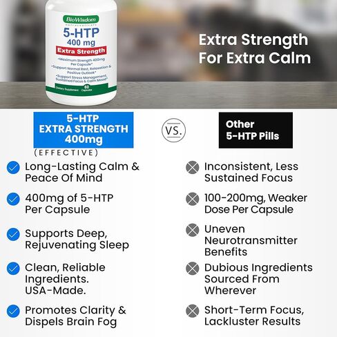 5htp 400mg Capsules Per Vegetarian Pill Extra-Strength Max Dose 5 htp Supplement. Sleep, Positive Outlook, Calmness, Cognition. 1 Pill is 400mg 5-htp Supplement and 2 Pills is 800mg htp5 in Saudi Arabia