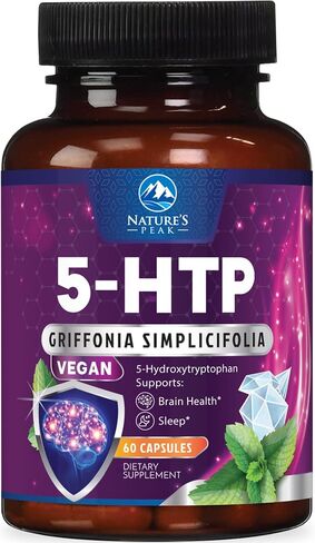 مكمل 5-HTP - قوة إضافية 5HTP (5-هيدروكسيتريبتوفان) جريفونيا سيمبليسيفوليا 200 مجم لكل وجبة - 5HTP يدعم النوم المريح والهدوء الطبيعي وصحة الدماغ - معبأة في زجاجات في الولايات المتحدة الأمريكية - 120 كبسولة in Kuwait