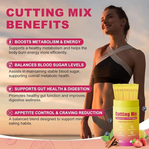 Cutting Drink Mix – Berberine, Chromium, Yerba Mate, 5-HTP & Magnesium Blend | Supports Energy, Gut Health & Satiety Signaling | Sugar-Free, Vegan, Non-GMO | Strawberry Acai Flavor – 30 Sticks in Saudi Arabia