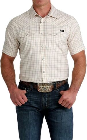 Cinch Men's Camp Plaid Short Sleeve Snap Shirt in Kuwait