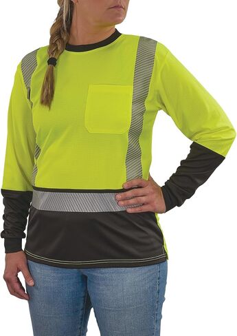 تي شيرت Ergodyne للكبار Glowear 8278bk للسيدات من الجنسين بأكمام طويلة - النوع R، الفئة 2، الجزء السفلي أسود in Kuwait