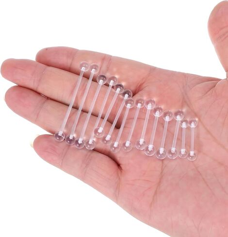 14pcs Plastic Nipple Rings for Surgery Acrylic Clear Tongue Ring Pregnancy Belly Button Ring Industrial Piercing Jewelry Retainer Flexible Piercing Long Bar for Work Sport in Kuwait