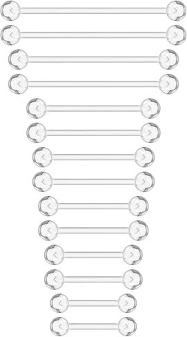 14pcs Plastic Nipple Rings for Surgery Acrylic Clear Tongue Ring Pregnancy Belly Button Ring Industrial Piercing Jewelry Retainer Flexible Piercing Long Bar for Work Sport in Kuwait