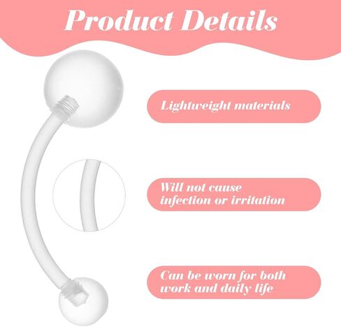 Sibba 14G Clear Piercing Retainers 26Pcs Pregnancy Belly Rings 10/12/14/16mm Plastic Belly Button Rings Flexible Navel Ring for Surgery Sports Work Pregnancy in Kuwait