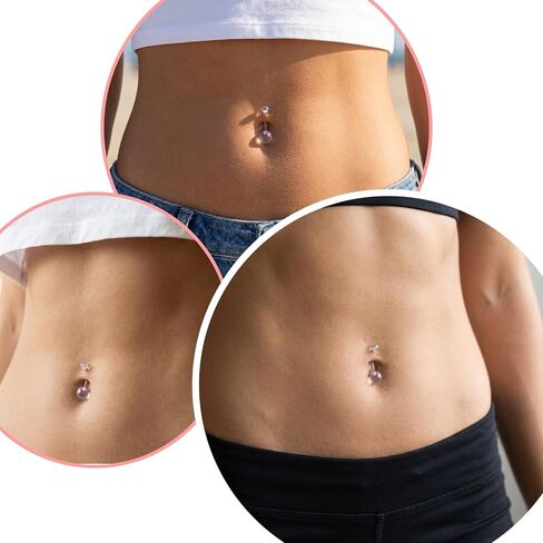 Sibba 14G Clear Piercing Retainers 26Pcs Pregnancy Belly Rings 10/12/14/16mm Plastic Belly Button Rings Flexible Navel Ring for Surgery Sports Work Pregnancy in Kuwait