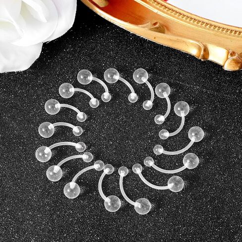 Sibba 14G Clear Piercing Retainers 26Pcs Pregnancy Belly Rings 10/12/14/16mm Plastic Belly Button Rings Flexible Navel Ring for Surgery Sports Work Pregnancy in Kuwait