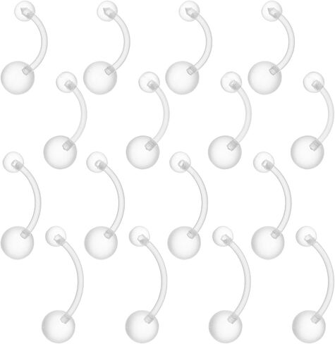 Sibba 14G Clear Piercing Retainers 26Pcs Pregnancy Belly Rings 10/12/14/16mm Plastic Belly Button Rings Flexible Navel Ring for Surgery Sports Work Pregnancy in Kuwait