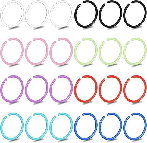 16 PCS Plastic Nose Rings for Surgery, Colored Flexible Noses Ring Hoop, Bioplastic Bendable Clear Nose Studs Nostril Piercing Retainers Jewelry for Women Men in Saudi Arabia