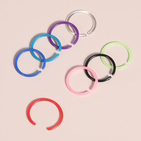16 PCS Plastic Nose Rings for Surgery, Colored Flexible Noses Ring Hoop, Bioplastic Bendable Clear Nose Studs Nostril Piercing Retainers Jewelry for Women Men in Saudi Arabia