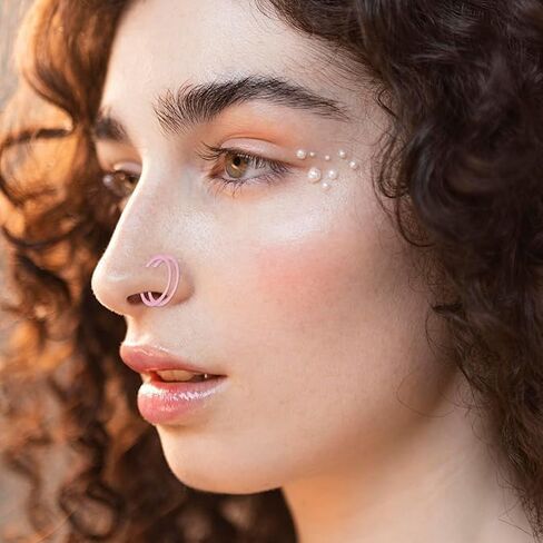 16 PCS Plastic Nose Rings for Surgery, Colored Flexible Noses Ring Hoop, Bioplastic Bendable Clear Nose Studs Nostril Piercing Retainers Jewelry for Women Men in Saudi Arabia